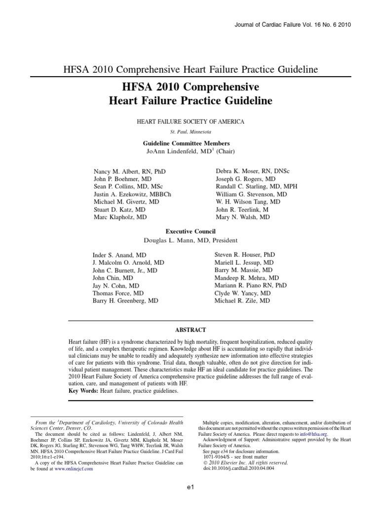 hfsa 2010 comprehensive heart failure practice guideline